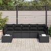 vidaXL Gartensofa-set mit Speicher 7 pcs Schwarz Poly Rattan