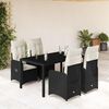 vidaXL 5-tlg. Garten-Bistro-Set mit Kissen Schwarz Poly Rattan