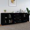 vidaXL Sideboards 3 Stk. Schwarz Holzwerkstoff