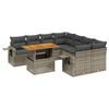vidaXL 9-tlg. Garten-Sofagarnitur mit Kissen Grau Poly Rattan
