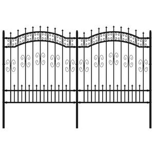 vidaXL Gartenzaun mit Speerspitze Schwarz 240 x 125 cm Pulverbeschichteter Stahl
