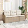 vidaXL Gartensofa-set mit Kissen 3 pcs Beige Poly-Rattan