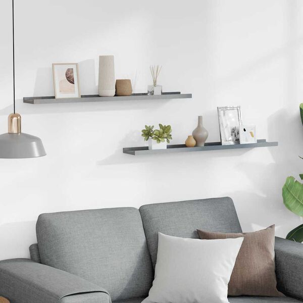 vidaXL Bilderleisten 2 Stk. Grau 80x9x3 cm MDF