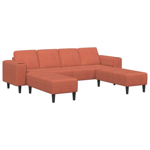 vidaXL Sofa mit Kissen Rot-Orange 250 x 188 x 76 cm Cordstoff