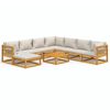 vidaXL 9-tlg. Garten-Lounge-Set mit Hellgrauen Kissen Massivholz