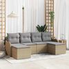 vidaXL Garten-Sofa-Set mit Kissen 6 pcs Beige und Hellgrau Poly Rattan