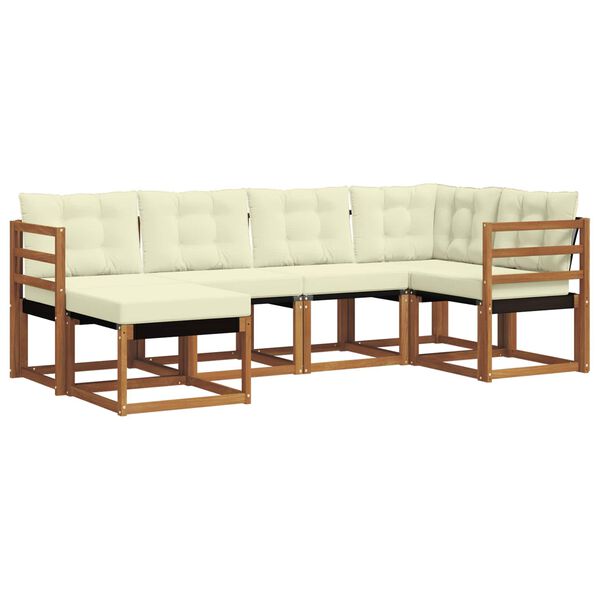vidaXL Outdoor-Sofagarnitur mit Kissen 6 pcs Natur und Creme