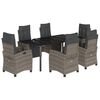 vidaXL 7-tlg. Garten-Essgruppe mit Kissen Grau Poly Rattan