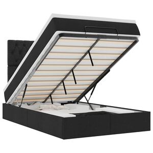 vidaXL Ottoman-Bett mit Matratze & LEDs Schwarz 120x190 cm Stoff
