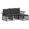 vidaXL Outdoor-Sofagarnitur 4 pcs Schwarz und Dunkelgrau Polyester