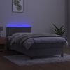 vidaXL Boxspringbett mit Matratze & LED Hellgrau 90x200 cm Samt