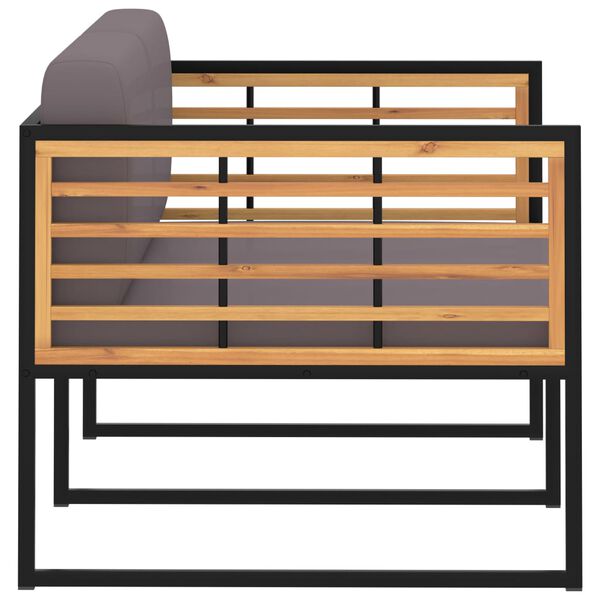 vidaXL Gartenbank mit Auflagen 136 cm Massivholz Akazie Dunkelgrau