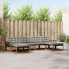 vidaXL Outdoor-Sofagarnitur mit Kissen 6 pcs Nat&uuml;rlich und Hellgrau