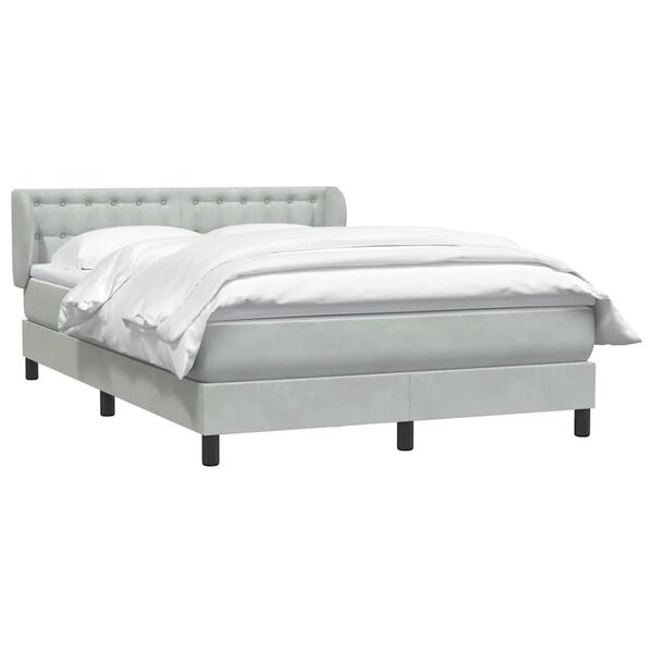 vidaXL Boxspringbett mit Matratze Hellgrau 140x210 cm Samt