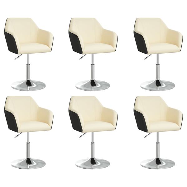 vidaXL Esszimmerst&uuml;hle 6 Stk. Creme und Schwarz Kunstleder