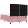 vidaXL LED Boxspringbett mit Matratze Rosa 160 x 200 cm Samt