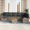 vidaXL Garten-Sofa-Set mit Kissen mit Speicher 9 pcs Grau Poly Rattan