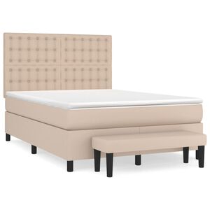 vidaXL Boxspringbett Matratze Cappuccino-Braun 140x190cm Kunstleder