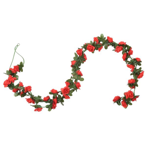 vidaXL Weihnachtskr&auml;nze Blumen 6 Stk. Rot 240 cm