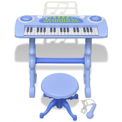 Kinder Keyboard Spielzeug Piano mit Hocker/Mikrofon 37 Tasten Blau