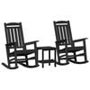 vidaXL Schaukelstuhl 3 pcs Schwarz Polyethylen