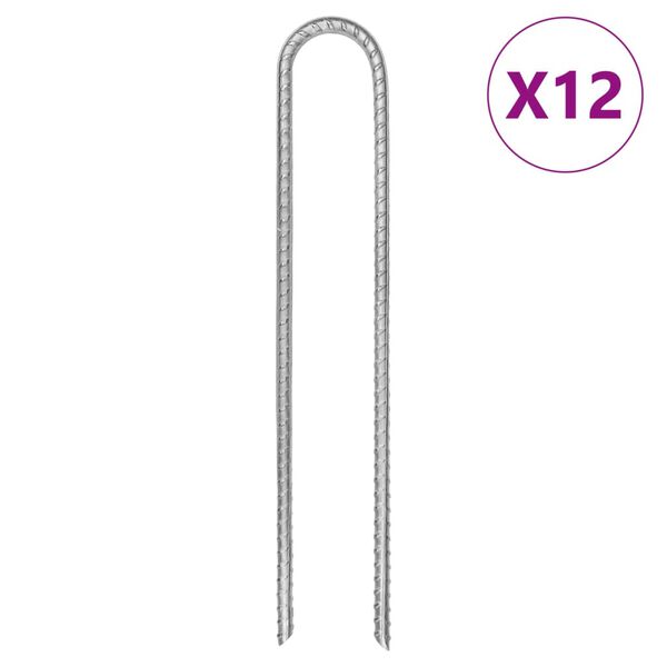 vidaXL Zeltheringe 12 Stk. U-Form 30 cm Ø7 mm Verzinkter Stahl