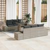 vidaXL Sofa Set mit Kissen 7 pcs Hellgrau Poly-Rattan