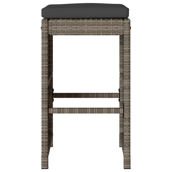 vidaXL Garten-Barhocker mit Kissen 4 Stk. Grau Poly Rattan