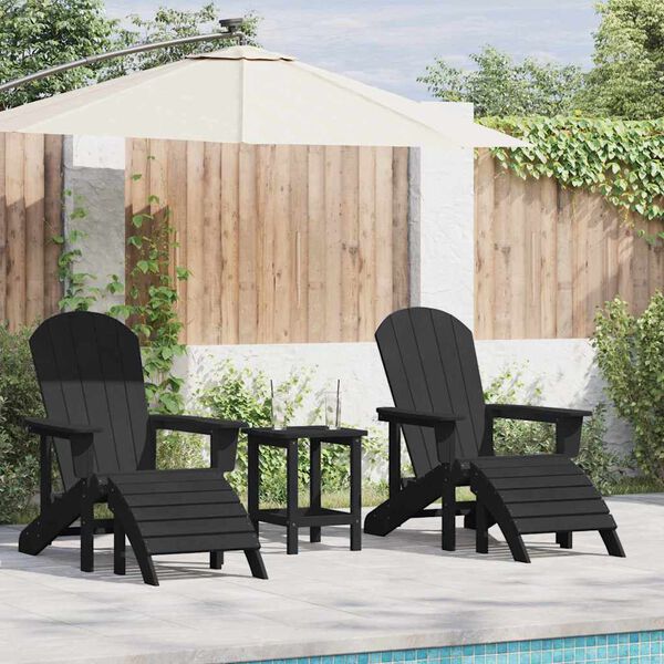 vidaXL Garten Lounge Möbel 3 pcs Schwarz 38 x 38 x 46cm Plastik