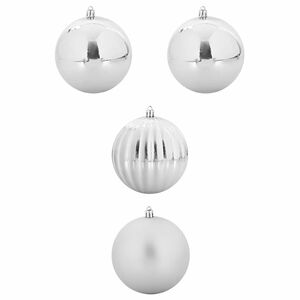 vidaXL Weihnachtskugel-Set 4 pcs Silber Kunststoff