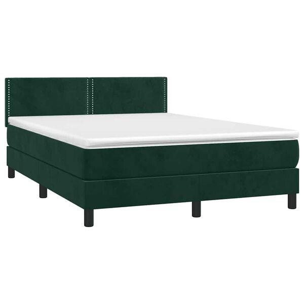 vidaXL Boxspringbett mit Matratze Dunkelgr&uuml;n 140x190 cm Samt