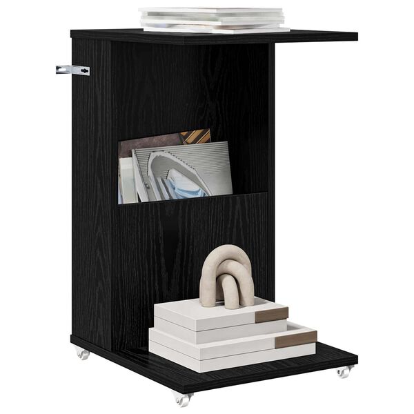 vidaXL Beistelltisch Mit Rad Schwarz Eichen-Optik 40 x 35 x 60 cm