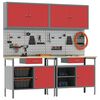 vidaXL Werkbank-Set mit Schubladen 8 pcs Rot 200 x 55 x 200 cm Stahl