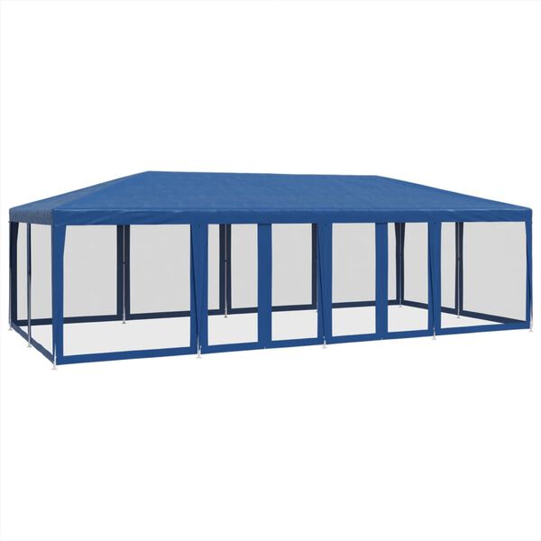 vidaXL Partyzelt mit 12 Mesh-Seitenteilen Blau 8x4 m HDPE