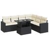 vidaXL 7-tlg. Garten-Sofagarnitur mit Kissen Schwarz Poly Rattan