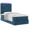 vidaXL Ottoman-Bett mit Matratzen & LEDs Dunkelblau 90x200 cm Samt
