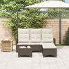vidaXL 3-tlg. Garten-Sofagarnitur mit Kissen L-Form Braun Poly Rattan