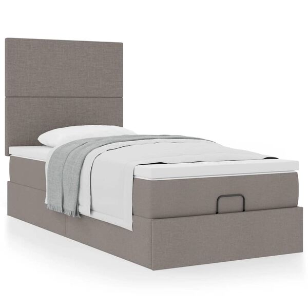 vidaXL Ottoman-Bett mit Matratze Taupe 90x190 cm Stoff