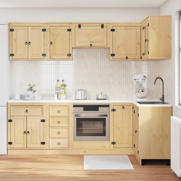 vidaXL Schrank mit Regal SKI 10 pcs Honigbraun Massives Kiefernholz