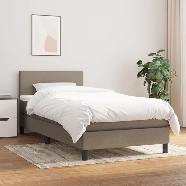 vidaXL Boxspringbett mit Matratze Taupe 90x190 cm Stoff