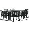 vidaXL 7-tlg. Garten-Essgruppe Schwarz PVC-Rattan