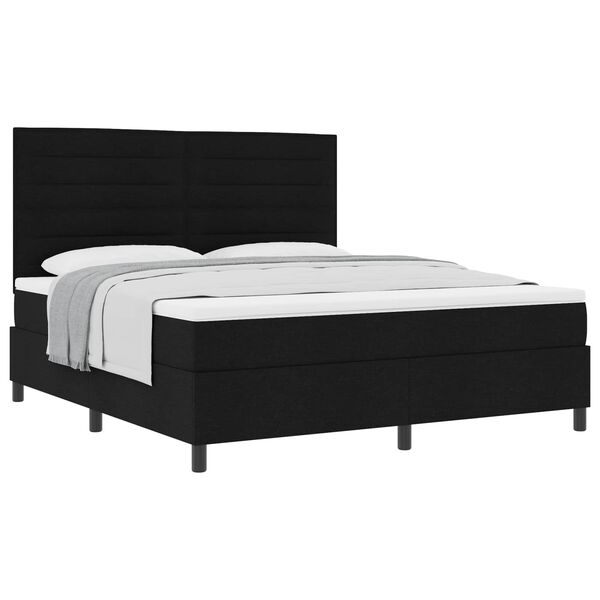 vidaXL Boxspringbett mit Matratze Schwarz 180 x 200 cm Stoff