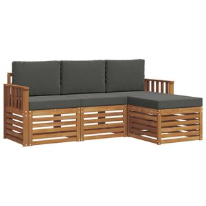 vidaXL Outdoor-Sofagarnitur mit Kissen 4 pcs Natur und Anthrazit