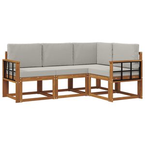 vidaXL Outdoor-Sofagarnitur mit Kissen 4 pcs Nat&uuml;rlich und Hellgrau