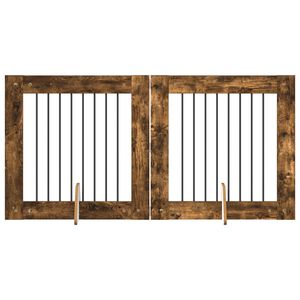 vidaXL Hundetor mit St&auml;ndern 2 pcs Ger&auml;ucherte Eiche 80 x 80 cm