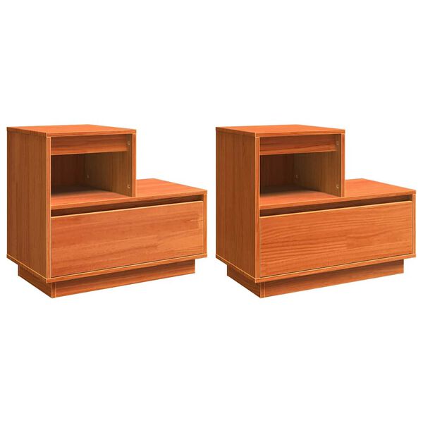 vidaXL Nachttisch 2 pcs Wachsbraun 60 x 34 x 51 cm Holzwerkstoff