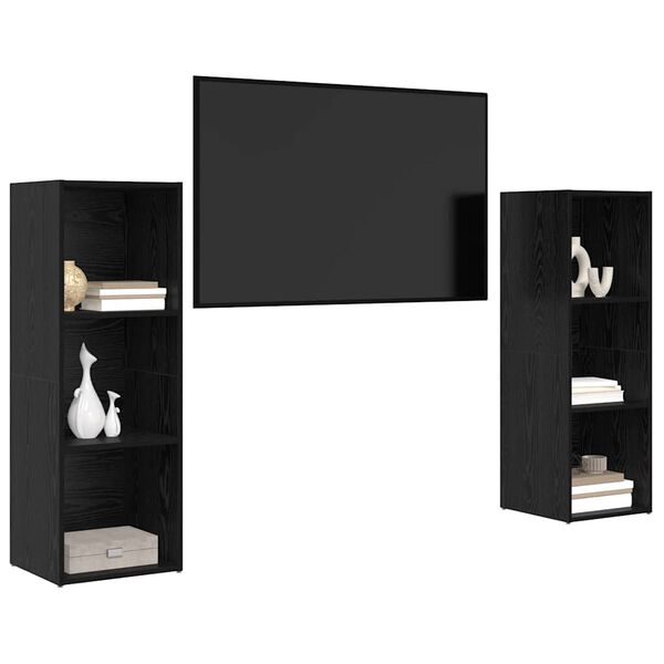 vidaXL TV-Schrankset 2 pcs Schwarz Eichen-Optik 107 x 35 x 37 cm