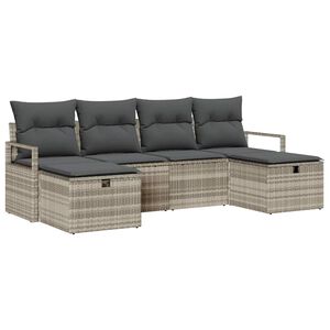vidaXL Sofa Set 6 Stk. 6-Sitzanzahl Hellgrau Poly-Rattan