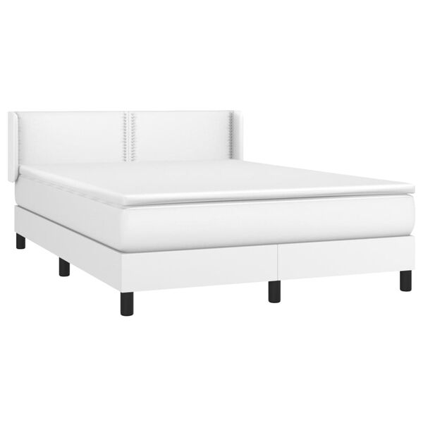 vidaXL Boxspringbett mit Matratze Wei&szlig; 140x200 cm Kunstleder