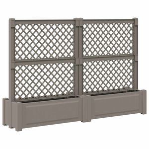 vidaXL Gro&szlig;er Pflanzer mit Spalier 2 pcs Grau 200 x 43 x 133,5 cm PP